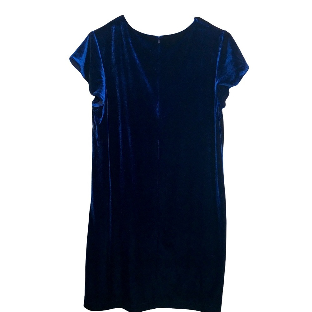 Cynthia Rowley Holiday velour Dress L Blue - Picture 2 of 5
